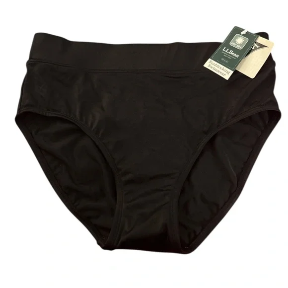 NWT L.L. Bean Women's BeanSport Swimwear, Mid-Rise Brief in black size 6 - Picture 2 of 7